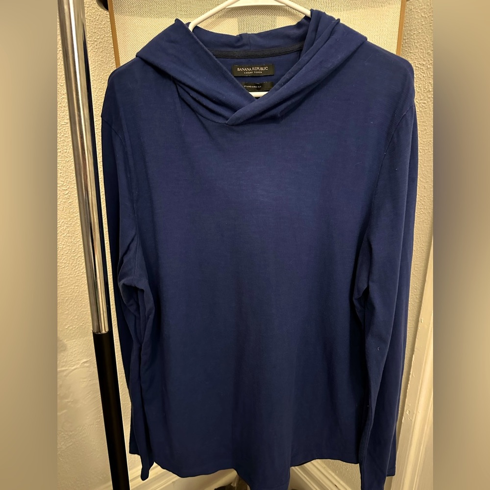 Banana Republic Blue Luxury Touch Popover Hoodie, Large